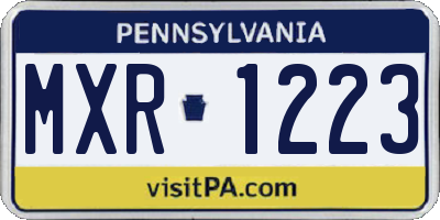 PA license plate MXR1223