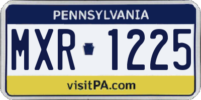 PA license plate MXR1225
