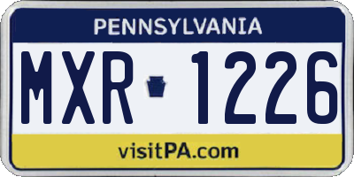 PA license plate MXR1226