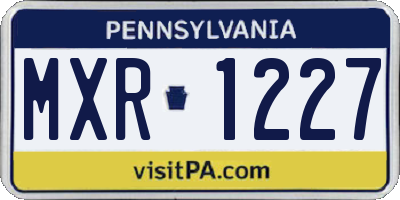 PA license plate MXR1227