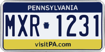 PA license plate MXR1231