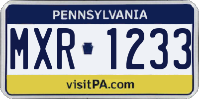 PA license plate MXR1233
