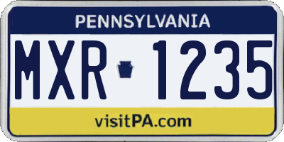 PA license plate MXR1235