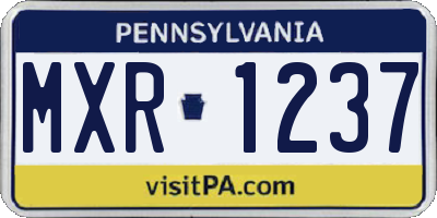 PA license plate MXR1237