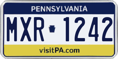 PA license plate MXR1242