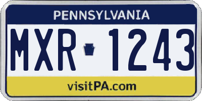 PA license plate MXR1243