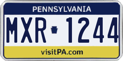 PA license plate MXR1244