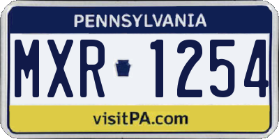 PA license plate MXR1254