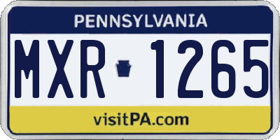 PA license plate MXR1265