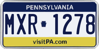 PA license plate MXR1278