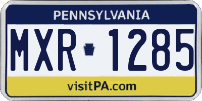 PA license plate MXR1285