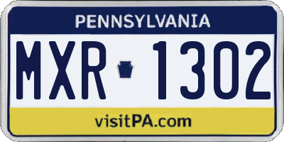 PA license plate MXR1302