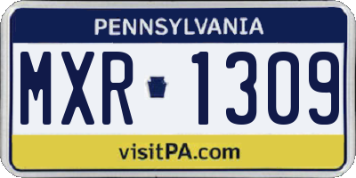 PA license plate MXR1309