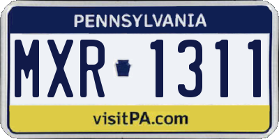 PA license plate MXR1311