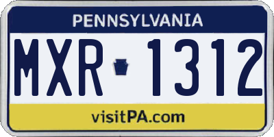 PA license plate MXR1312