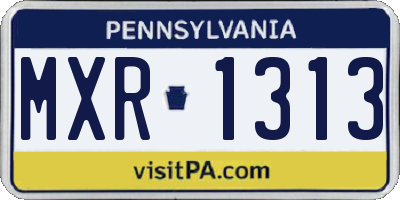 PA license plate MXR1313