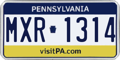 PA license plate MXR1314