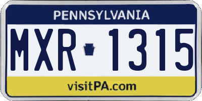 PA license plate MXR1315