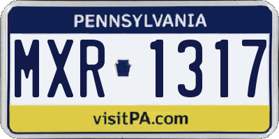 PA license plate MXR1317