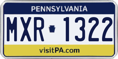PA license plate MXR1322