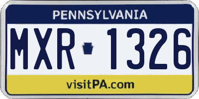 PA license plate MXR1326