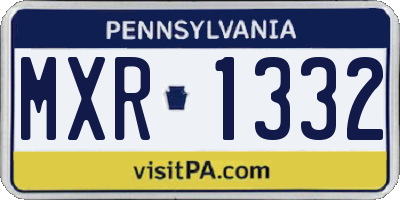 PA license plate MXR1332