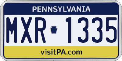 PA license plate MXR1335