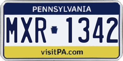 PA license plate MXR1342