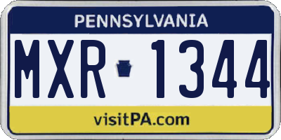 PA license plate MXR1344