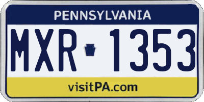PA license plate MXR1353