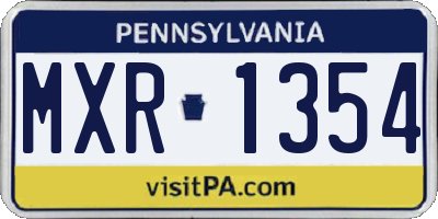 PA license plate MXR1354