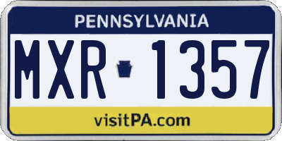 PA license plate MXR1357