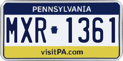PA license plate MXR1361