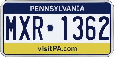 PA license plate MXR1362