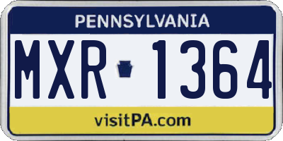 PA license plate MXR1364