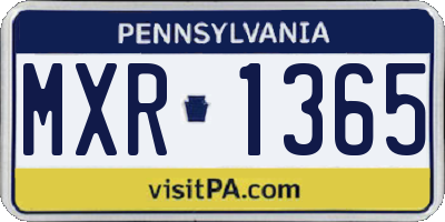 PA license plate MXR1365
