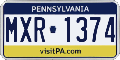PA license plate MXR1374