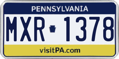PA license plate MXR1378