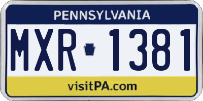 PA license plate MXR1381