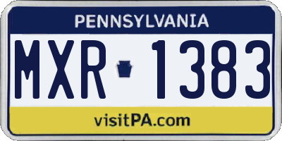 PA license plate MXR1383