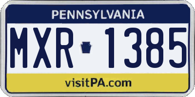 PA license plate MXR1385