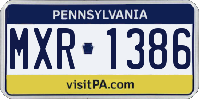 PA license plate MXR1386
