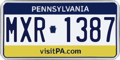 PA license plate MXR1387