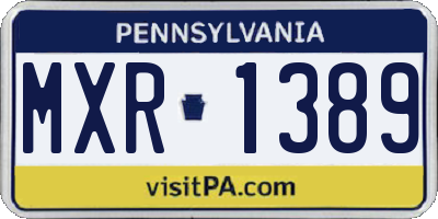 PA license plate MXR1389