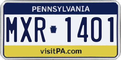 PA license plate MXR1401