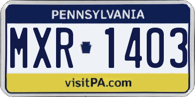 PA license plate MXR1403