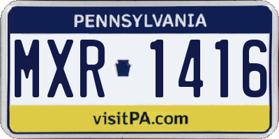 PA license plate MXR1416