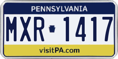 PA license plate MXR1417