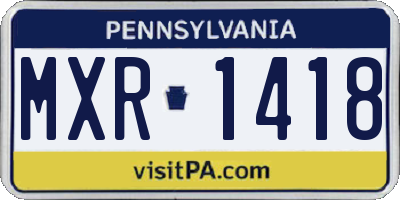 PA license plate MXR1418