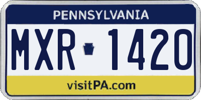 PA license plate MXR1420